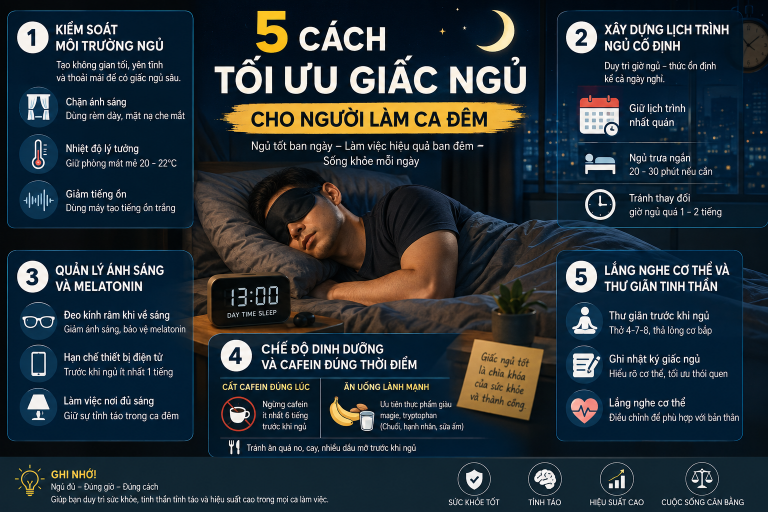5 Cách tối ưu giấc ngủ cho người làm ca đêm